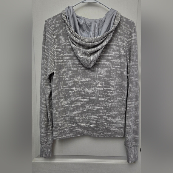 Blanc Noir Luxe Zip Front Hoodie Emilia Print Jacket Thumb Holes Size XS Fall - Picture 7 of 14